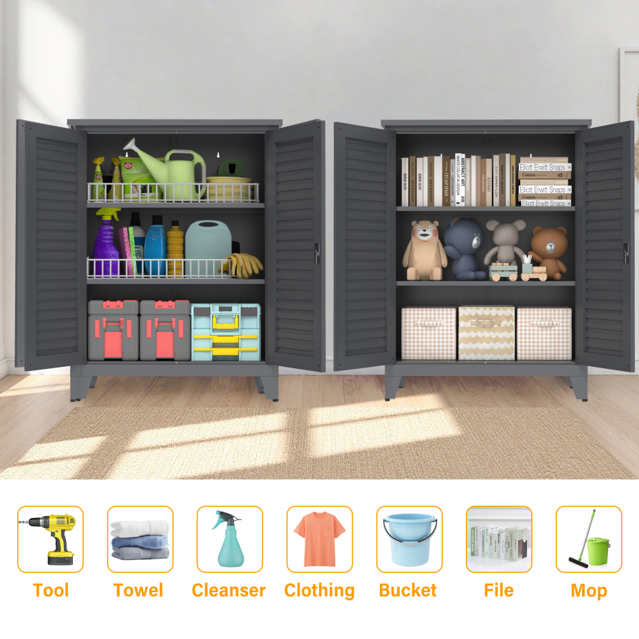 47'' Tall Metal Tool Storage Cabinet - Slate Finish