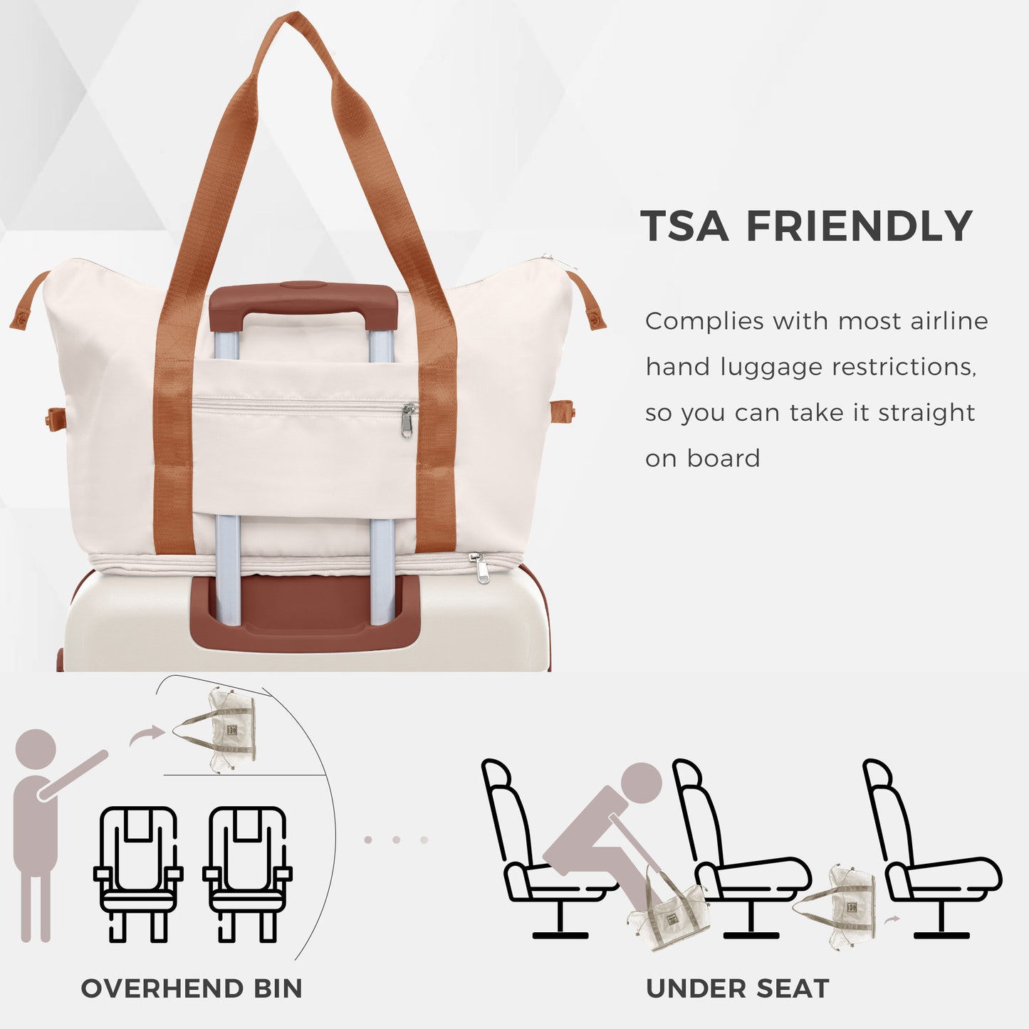 4-Piece Luggage Set - 20in Carry-On, 28in Checked Suitcase, Travel Duffel, Toiletry Bag - Ivory