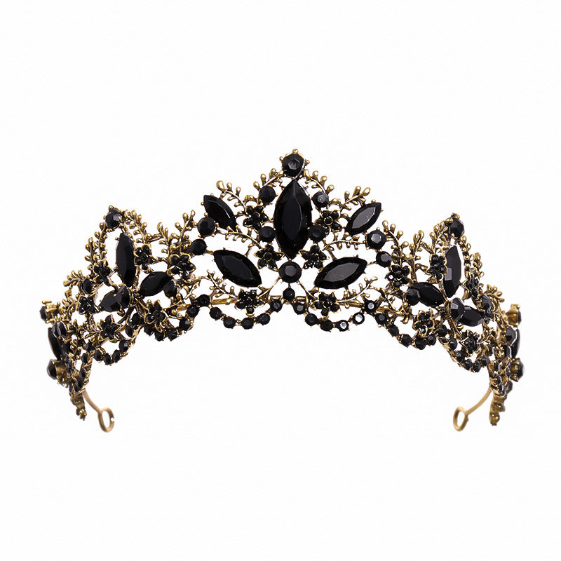 Bridal Tiara Black Diamond Vintage Crown for Wedding & Formal Events