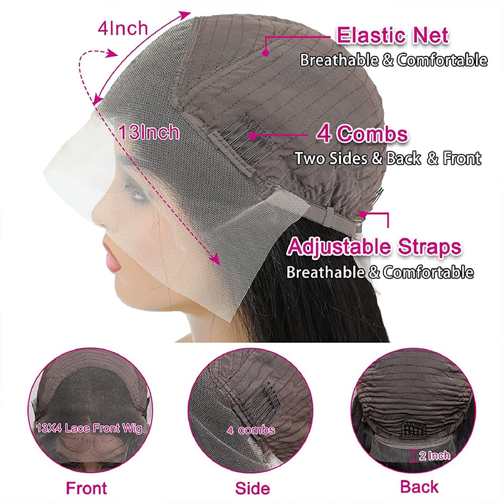 13x4 Lace Front Body Wave Human Hair Wig - Natural Color Transparent Lace