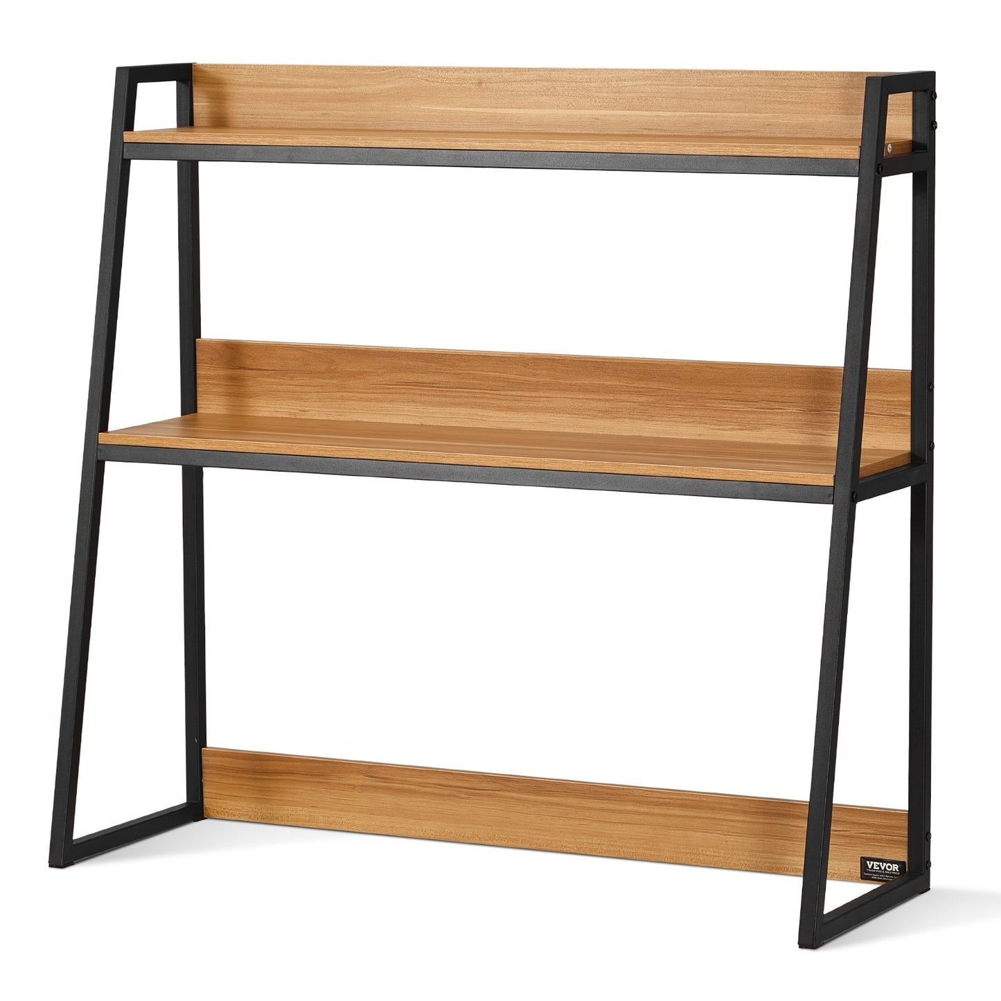 2-Tier Desktop Bookshelf Organizer - Large Capacity Natural Wood