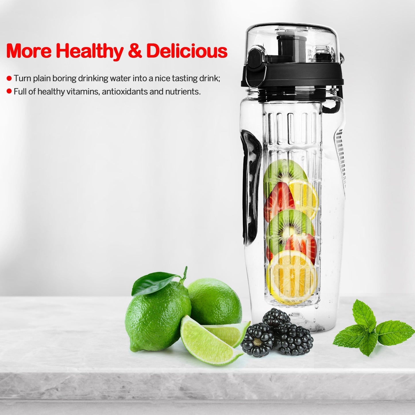 Fruit Infuser Water Bottle - 32oz Portable Juice Shaker