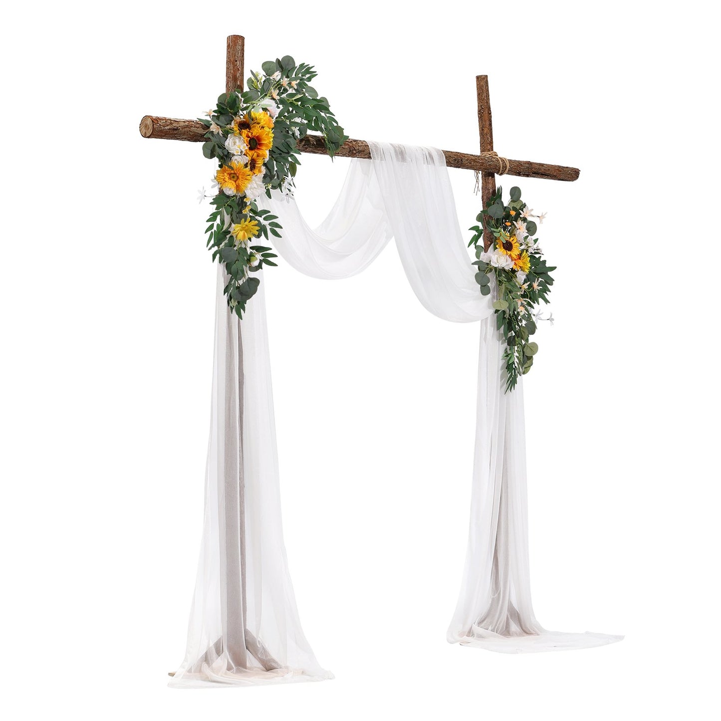 Artificial Wedding Arch Flowers Kit with 21ft Draping Fabric for Wedding Ceremony & Reception - Sunflower
