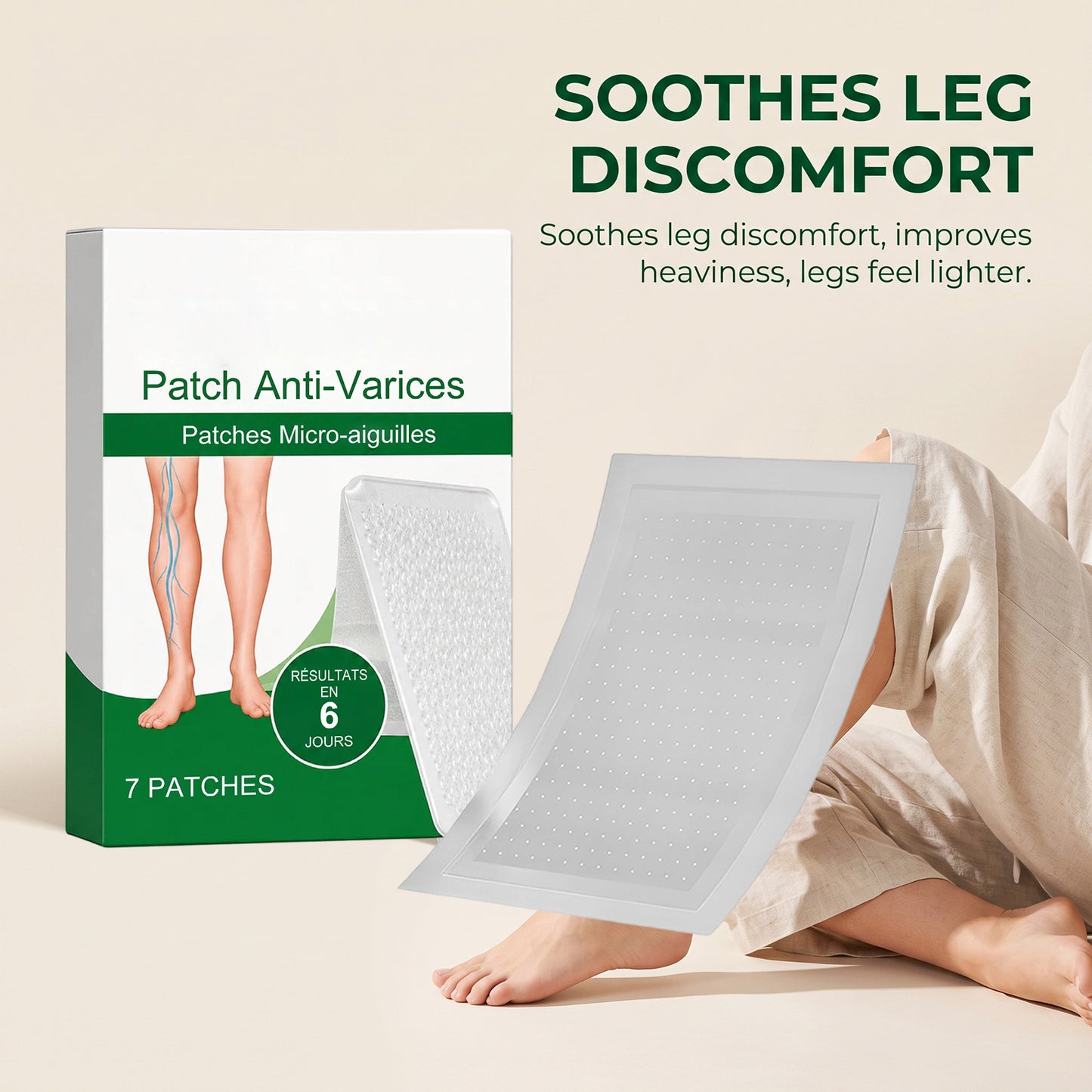 Leg Soothing Patches for Skin Relief - 7 Pack Natural Topical Relief