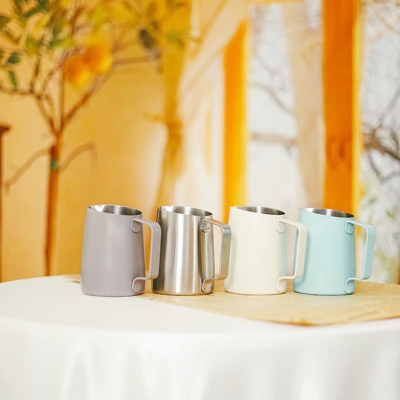 Stainless Steel Coffee Latte Art Cup with Round Spout - Multiple Colors