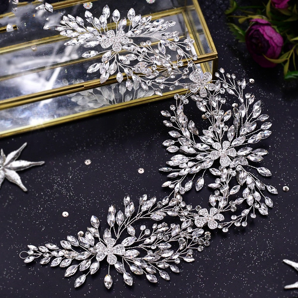 Bridal Wedding Rhinestone Flower Headband - Elegant Hair Accessory for Women