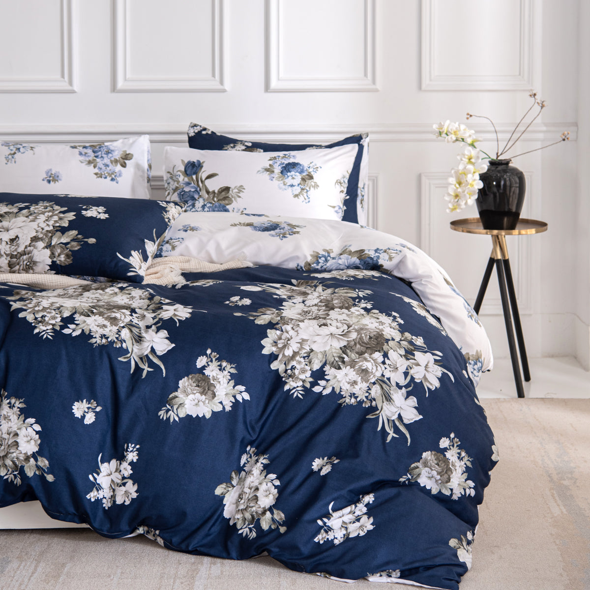 Cross Border Floral Print Duvet Cover Set - Elegant Breathable Bedding