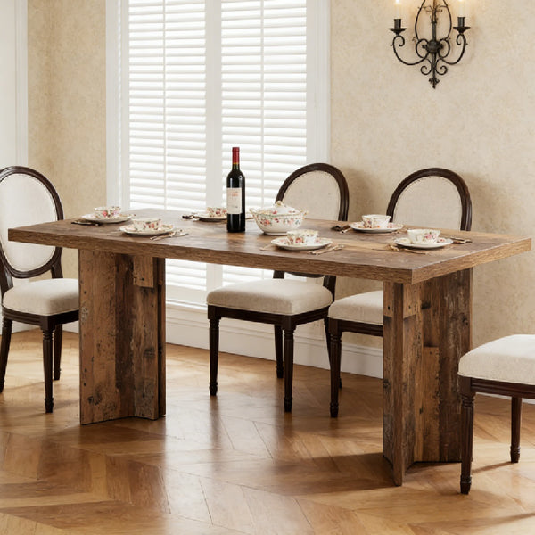 Vintage Walnut Dining Table - 63" Rectangular, Seats 4-6
