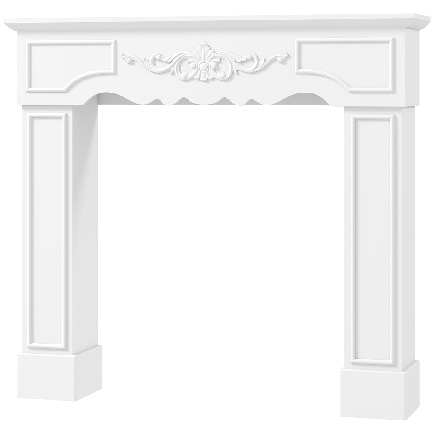 White Baroque Fireplace Mantel Surround for Electric Fireplaces - 43.3 Inch Wide