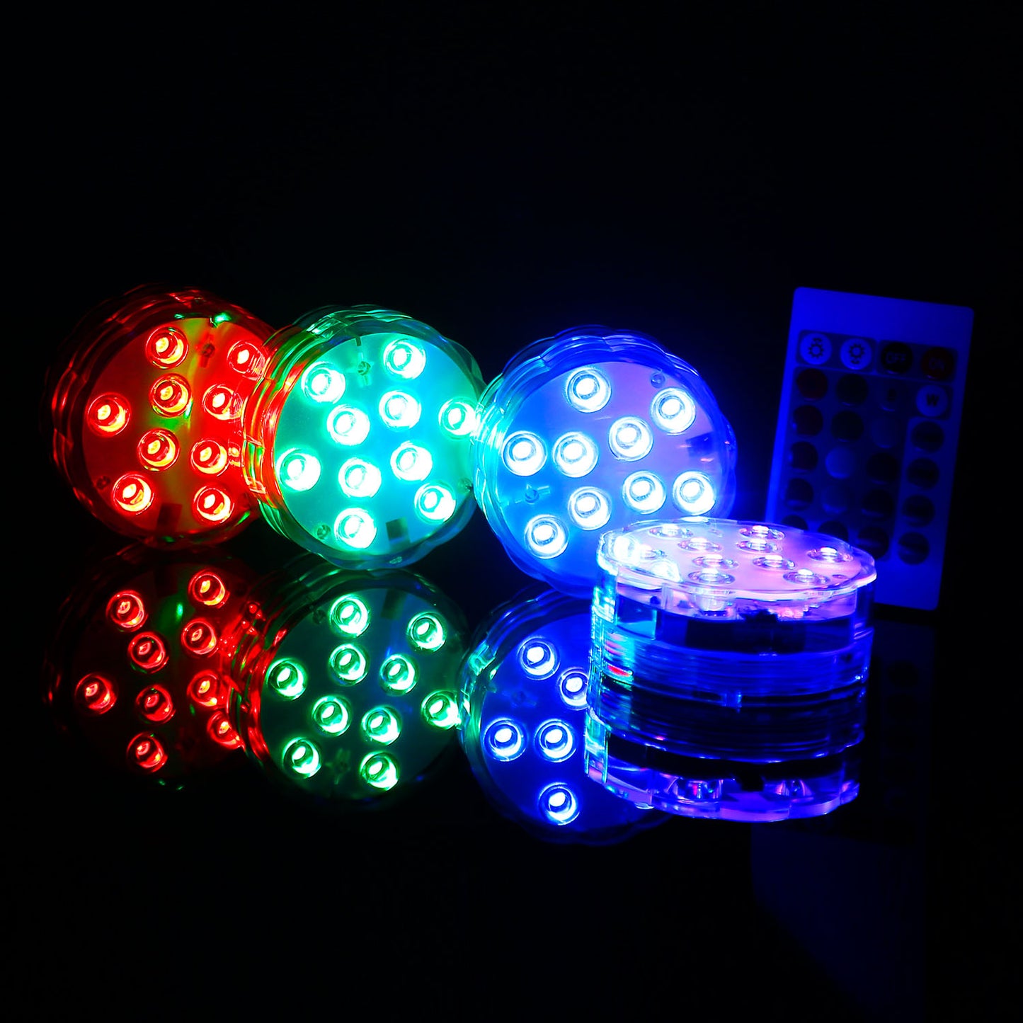 RGB Underwater Pool Lights 4-Pack with Remote Waterproof Submersible LED Decor