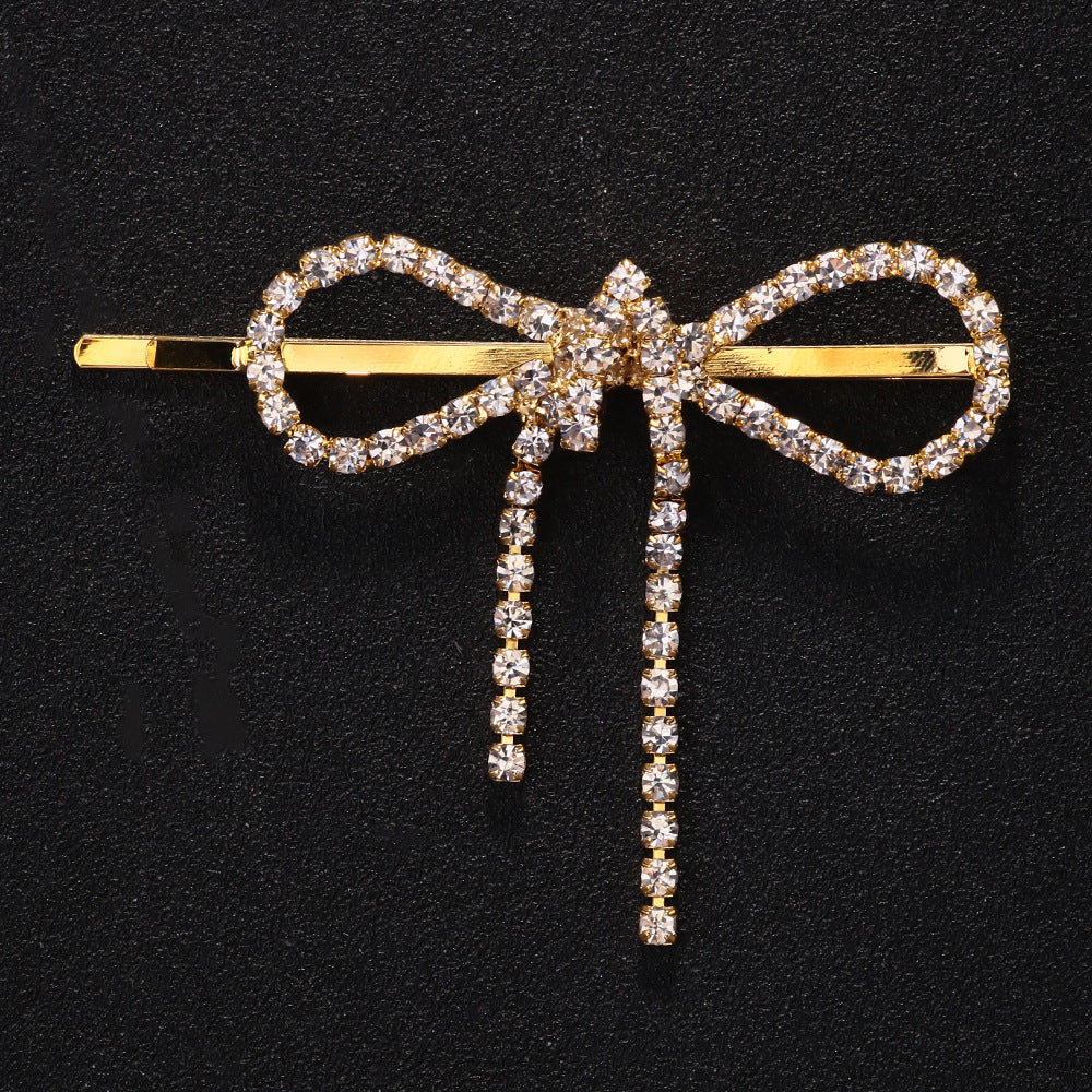 Bow Hair Clips for Women Girls - Cropped Hair Barrettes with Rhinestones