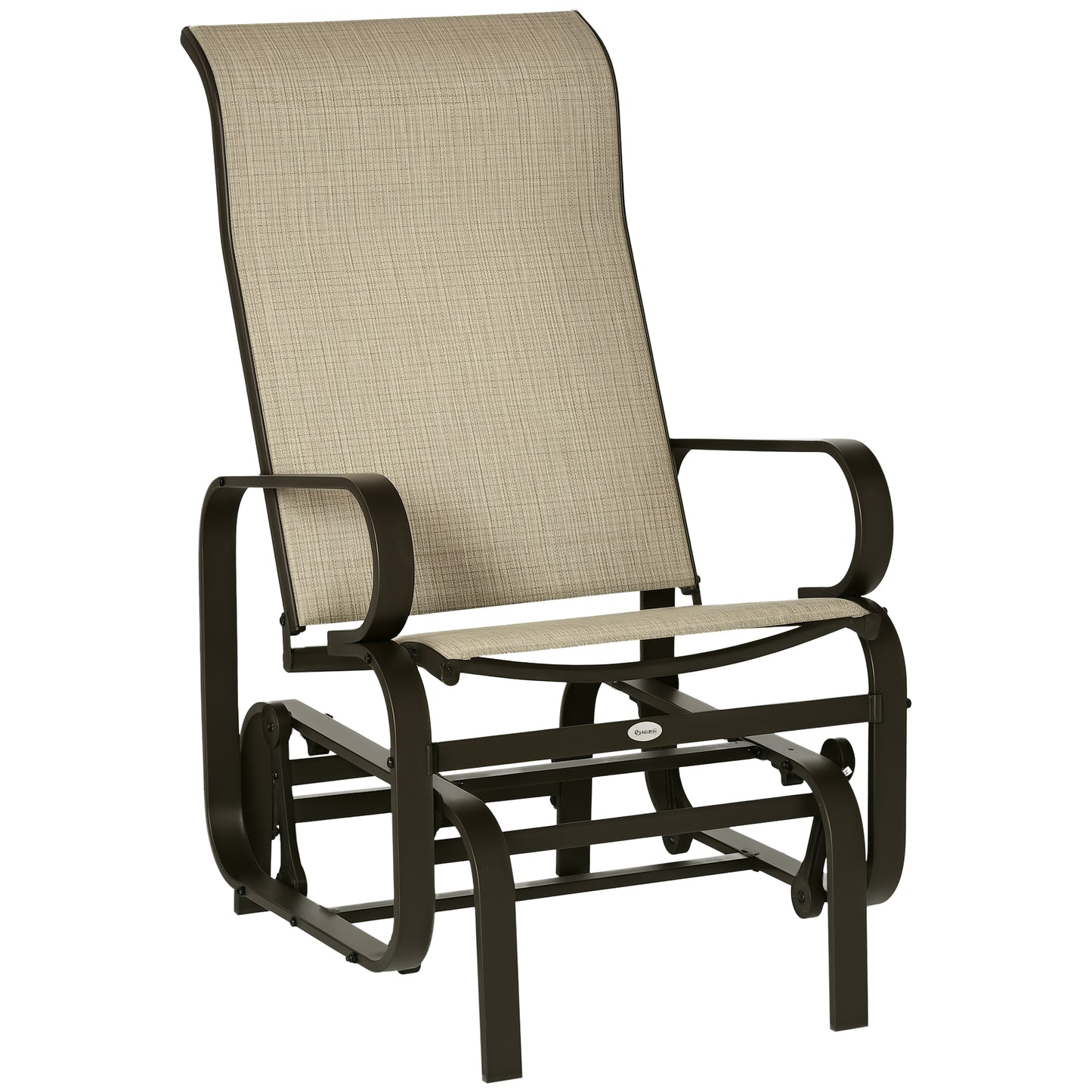 Gliding Lounger Chair - Lightweight Metal & Tan Mesh Rocker