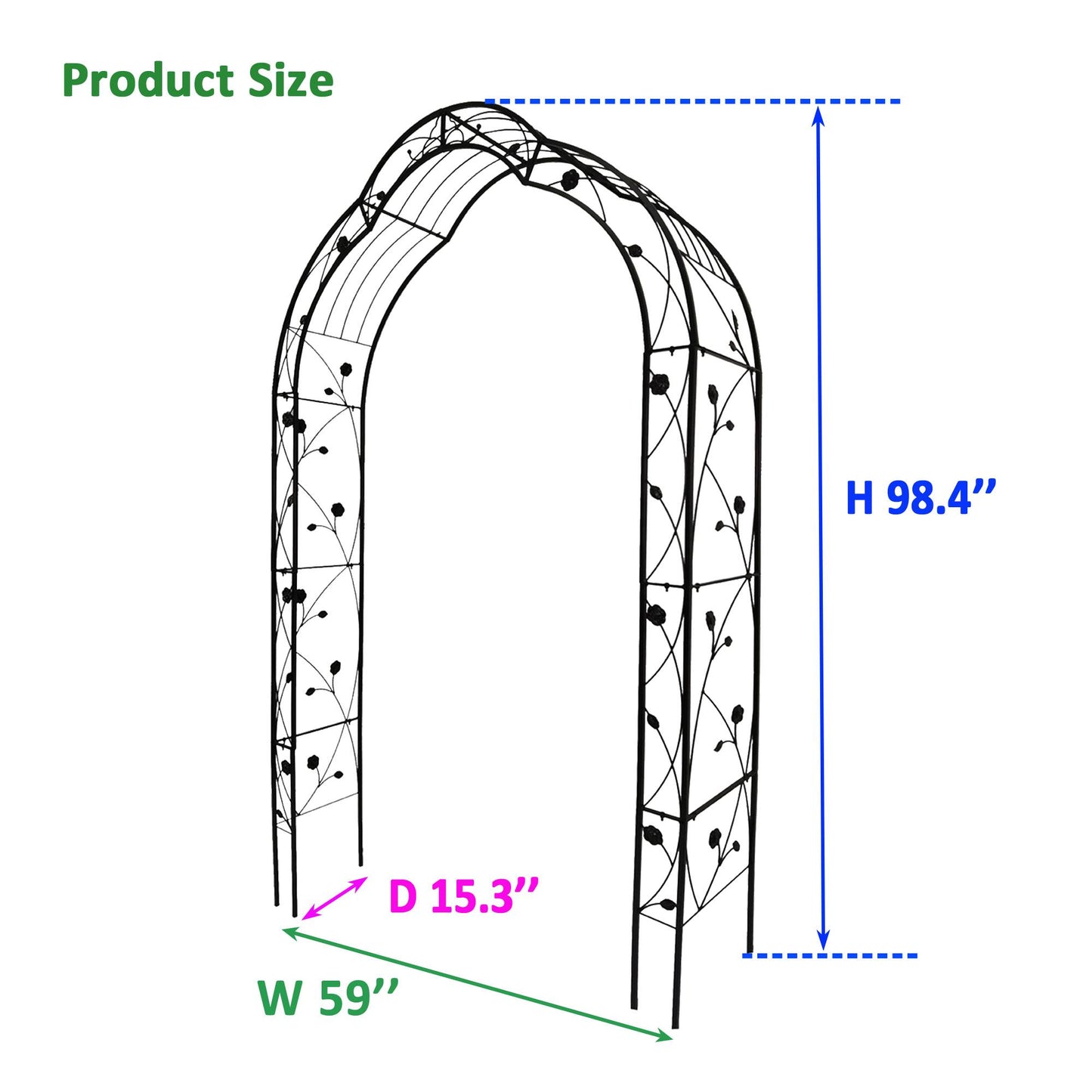 Metal Garden Arch with 8 Styles Freely Assembled Outdoor Trellis for Climbing Plants