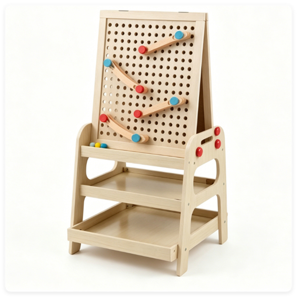 2-in-1 Kids Art Easel with Marble Run & Magnetic Whiteboard