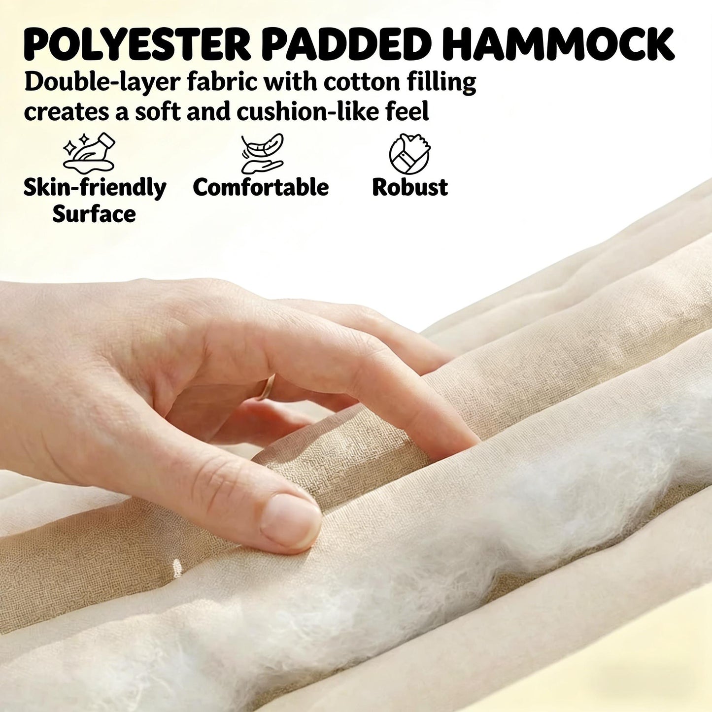 Double Hammock with Quilted Padding for Patio & Garden