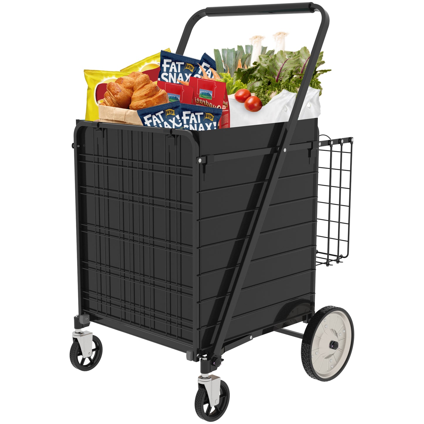 Foldable Super Jumbo Shopping Cart with Double Basket - Antique Black