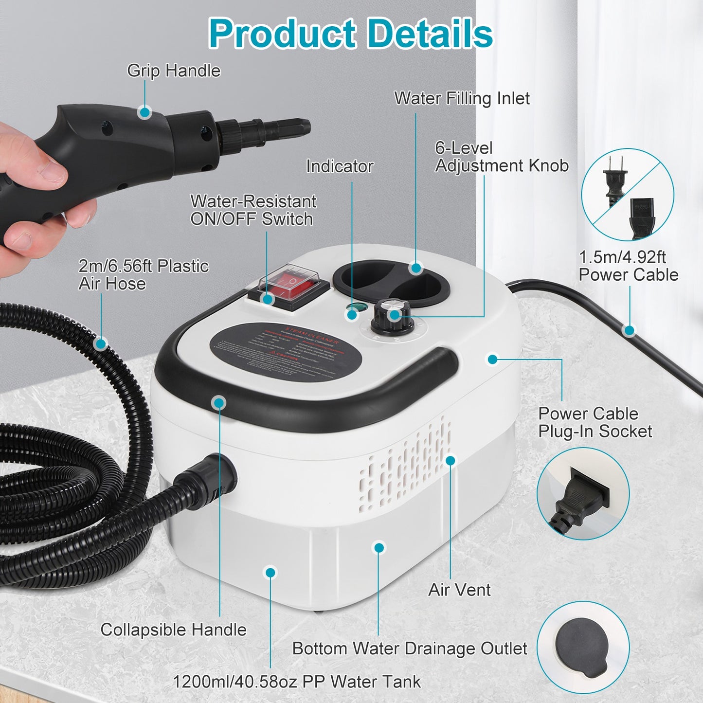 2500W Handheld Steam Cleaner for Car, Floor, Mattress, Windows & More