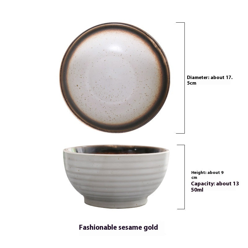 High Foot Ceramic Noodle Bowl Set - Creative 7-Inch Tableware with Color Variations
