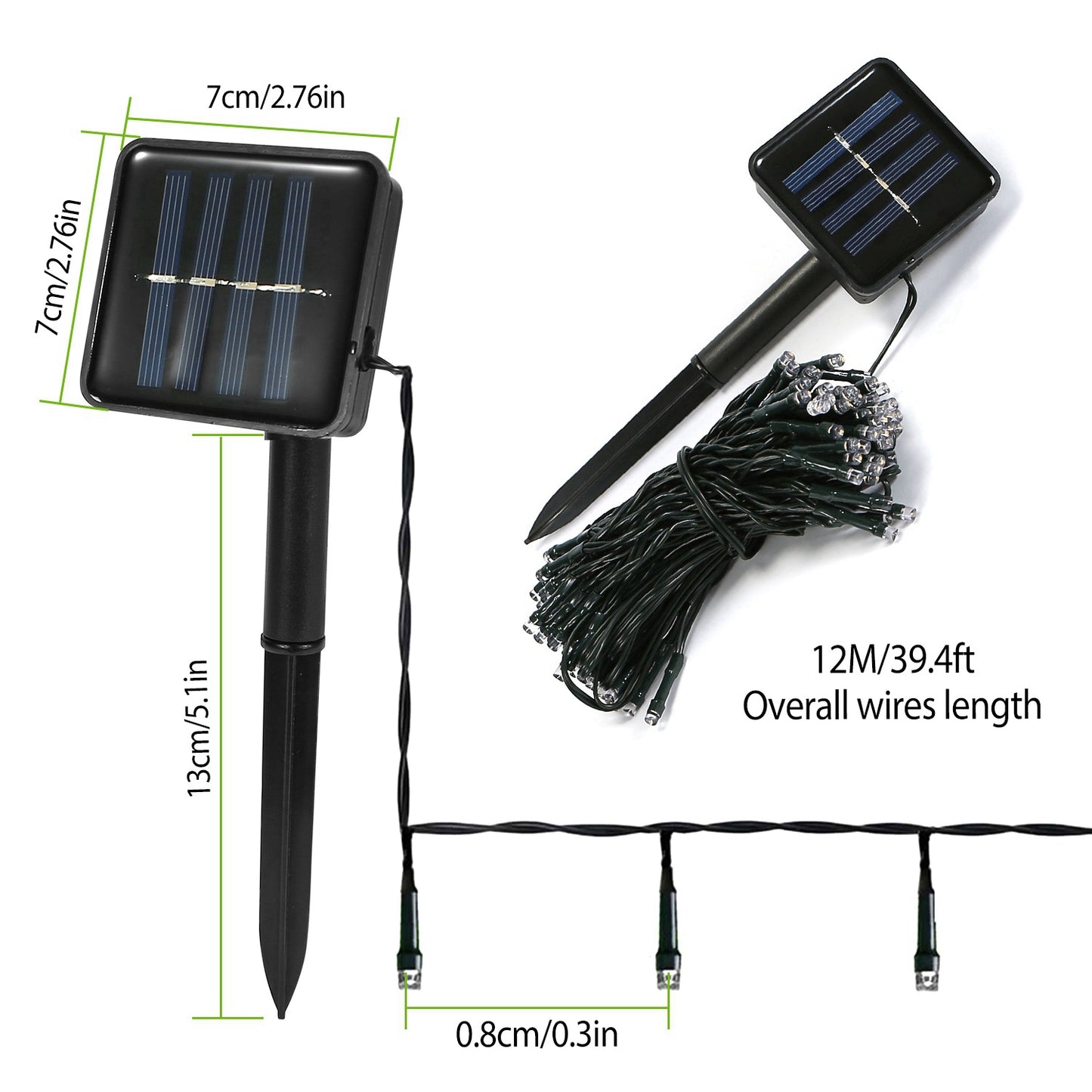 Solar String Lights 12M with 100 LEDs & 8 Modes Waterproof for Christmas & Party Decor
