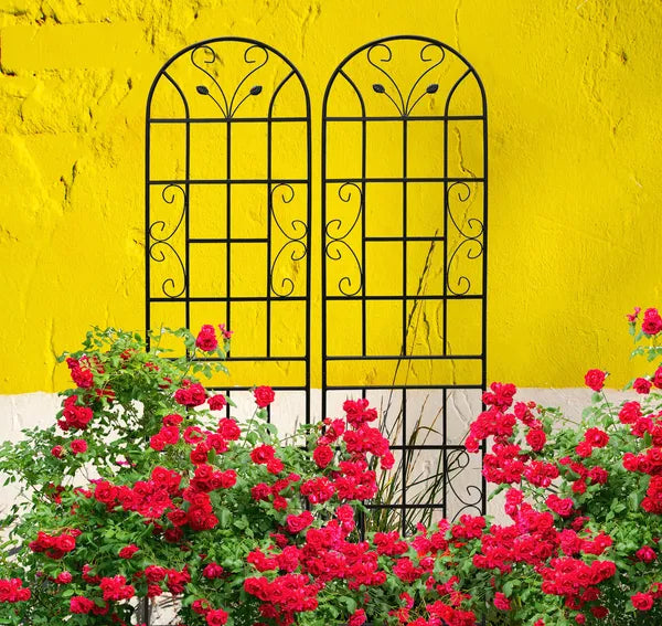 Metal Garden Trellis for Climbing Plants - 2 Pack, 86.7" x 19.7", Rustproof, Black