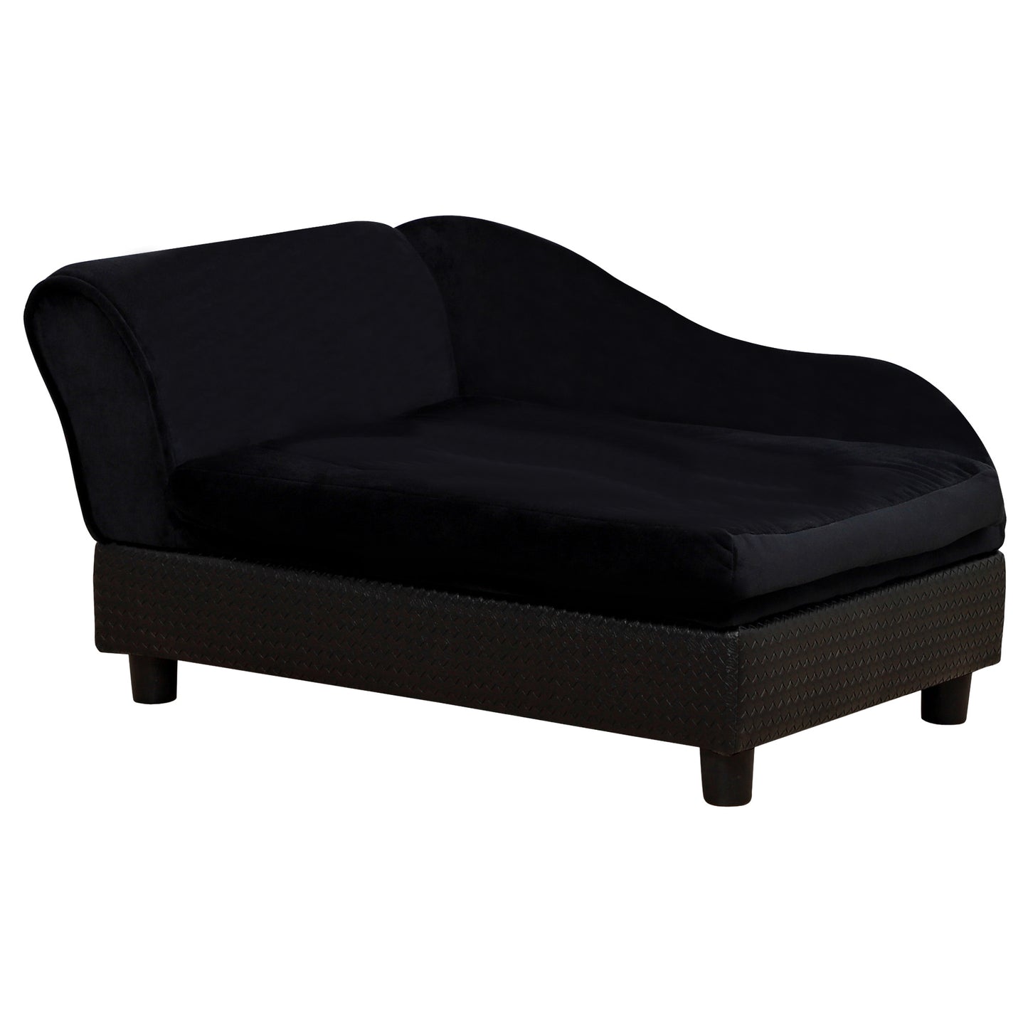 Pet Sofa Bed Couch with Storage - Small Dog & Cat Bed, Black, 740x485mm