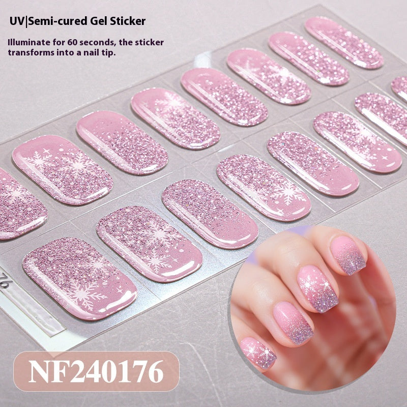 Semi-Cured Christmas Nail Stickers - Gel Nail Art Decals for Holiday Manicure