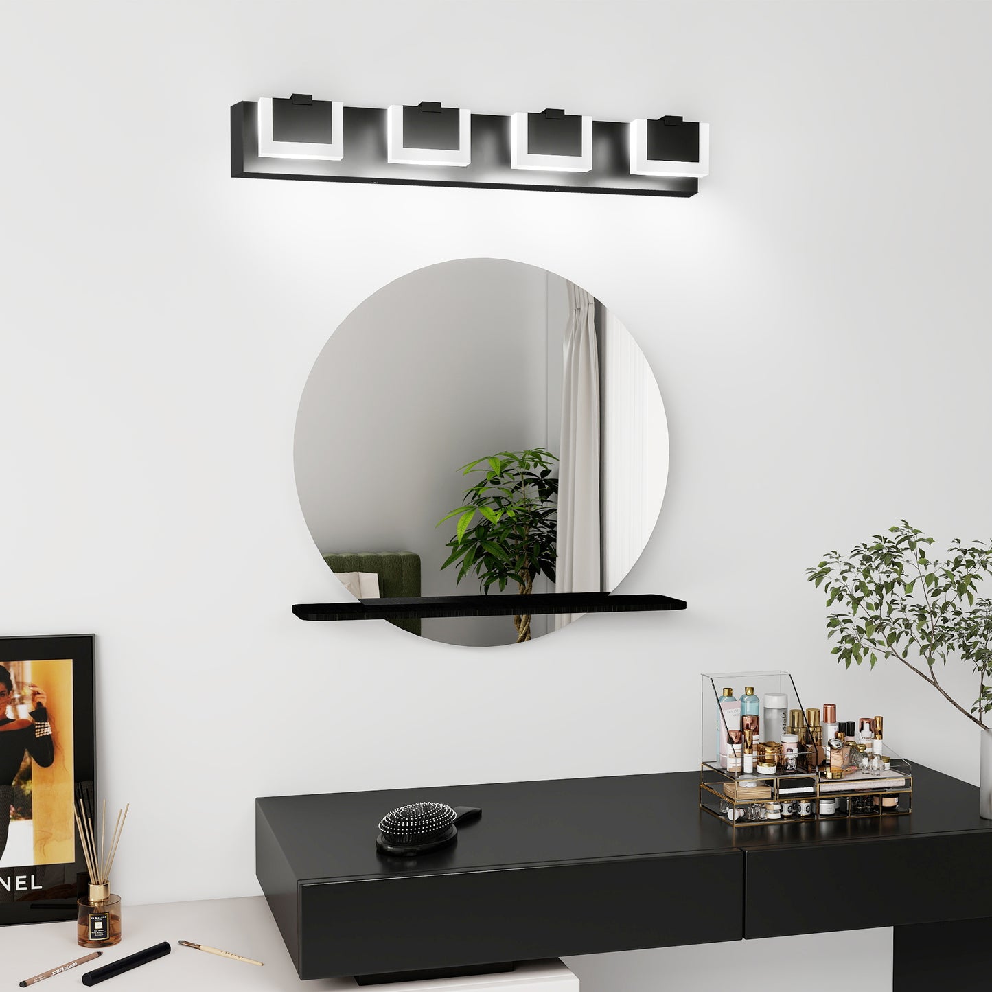 Modern Black LED Vanity Light Fixture - Up & Down Bathroom Lighting