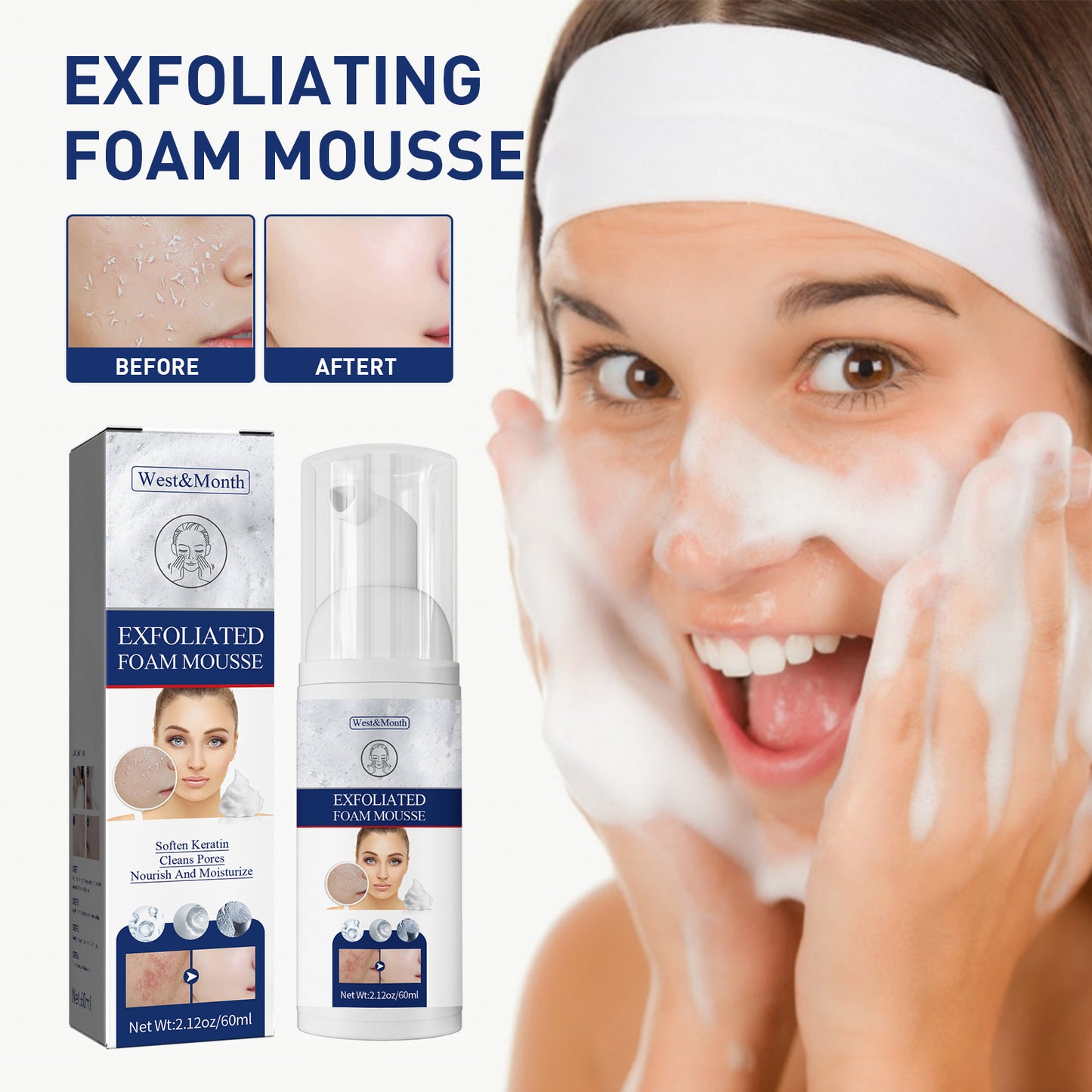 Exfoliating Facial Mousse - Deep Pore Cleansing & Oil Control Foam