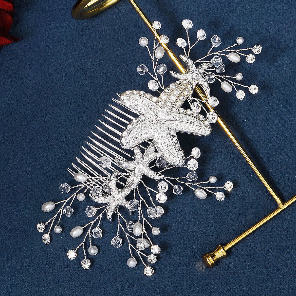 Silver Bridal Hair Headdress - Wedding Headwear