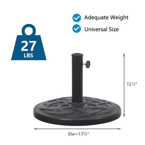 Outdoor Garden Umbrella Base 27lb Black Patio Umbrella Stand Heavy Duty