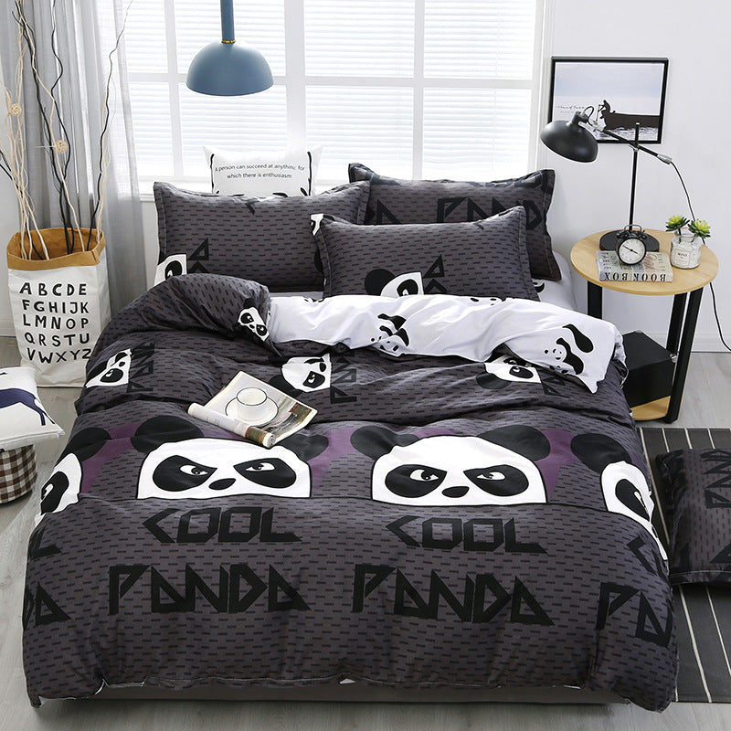 Four-Piece Bed Sheet Quilt Cover Set with Botanical Pattern - Multiple Sizes & Styles