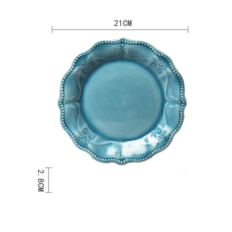 Ceramic Hand-Painted Western Style Breakfast Plate 8 Inch Microwave Safe