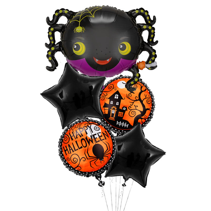 Halloween Themed Aluminum Film Balloons - 5-Piece Set for Parties & Decorations