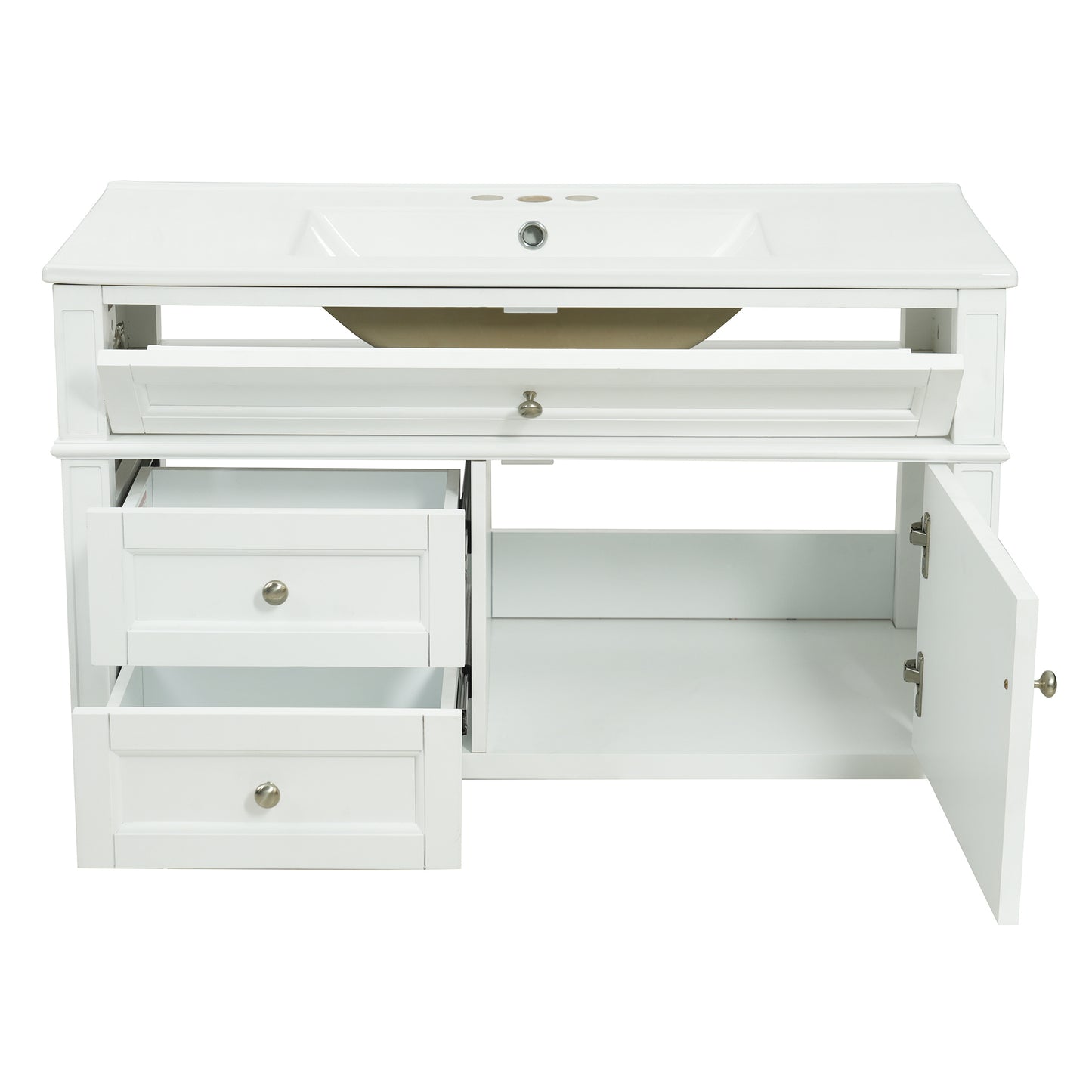 36-inch Wall Mounted Bathroom Vanity with Ceramic Sink & Drawers
