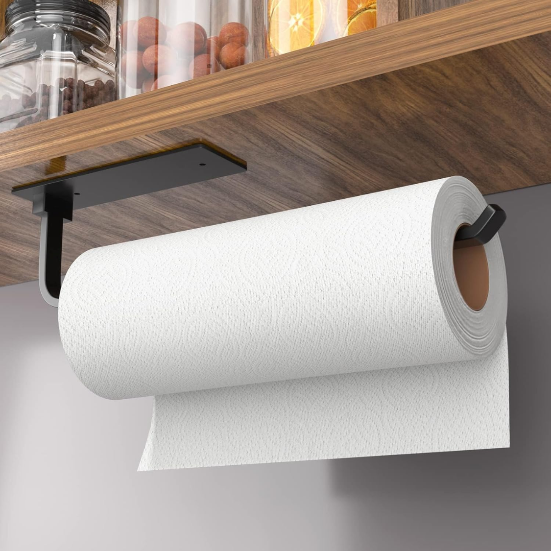 Paper Towel Holder Self Adhesive Or Drilling Matte Black Upgraded