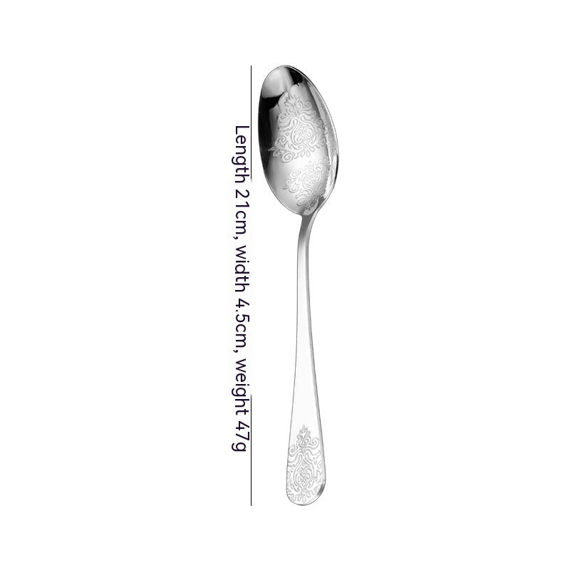 Vintage Gold-Plated Stainless Steel Cutlery Set - Dinner Knife Fork Spoon Tea Spoon
