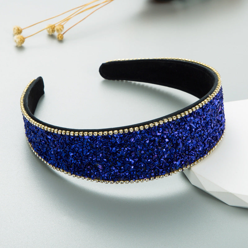 Elegant Rhinestone Wide-Brim Hair Band - Korean Style Hair Accessory