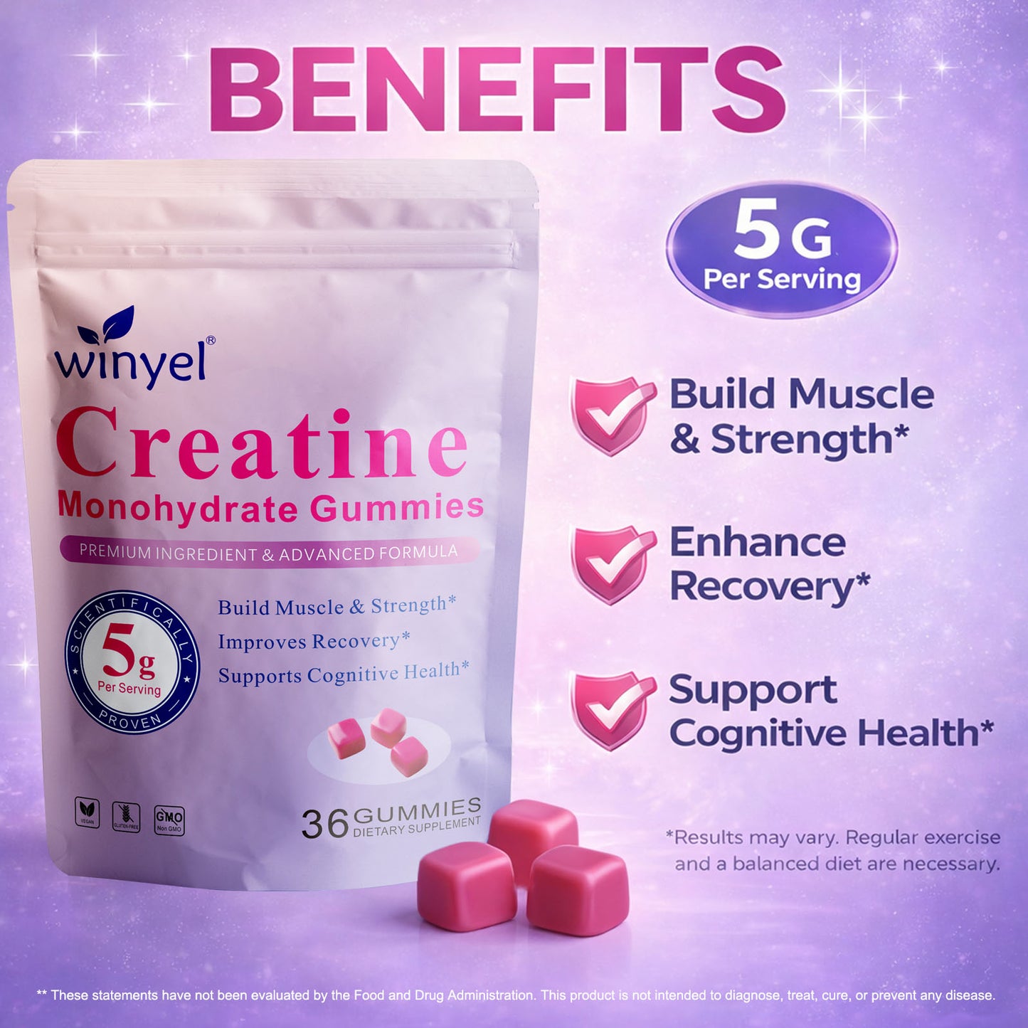 Creatine Monohydrate Gummies - Sugar-Free Muscle & Cognitive Support