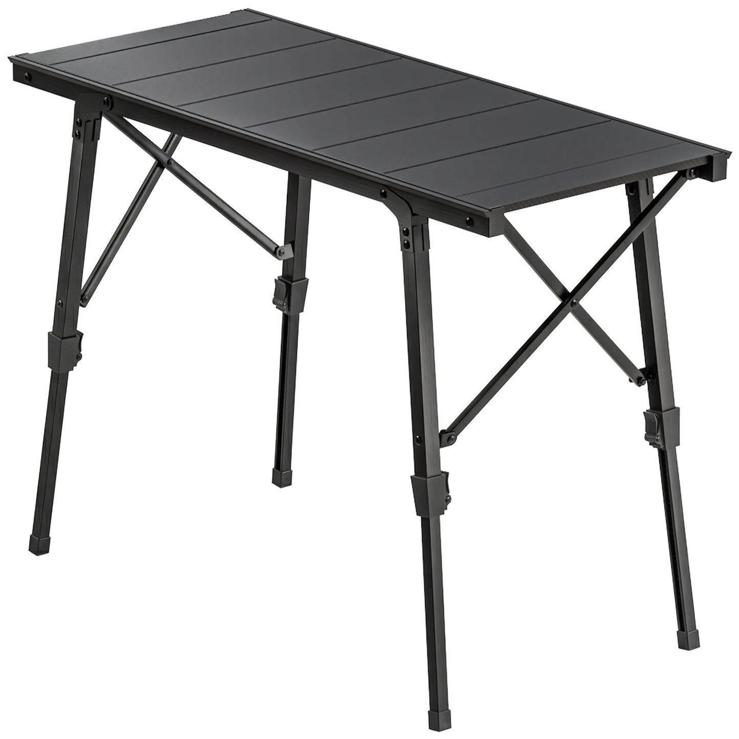 Adjustable Height Folding Picnic Table - Black Aluminum Camping Table