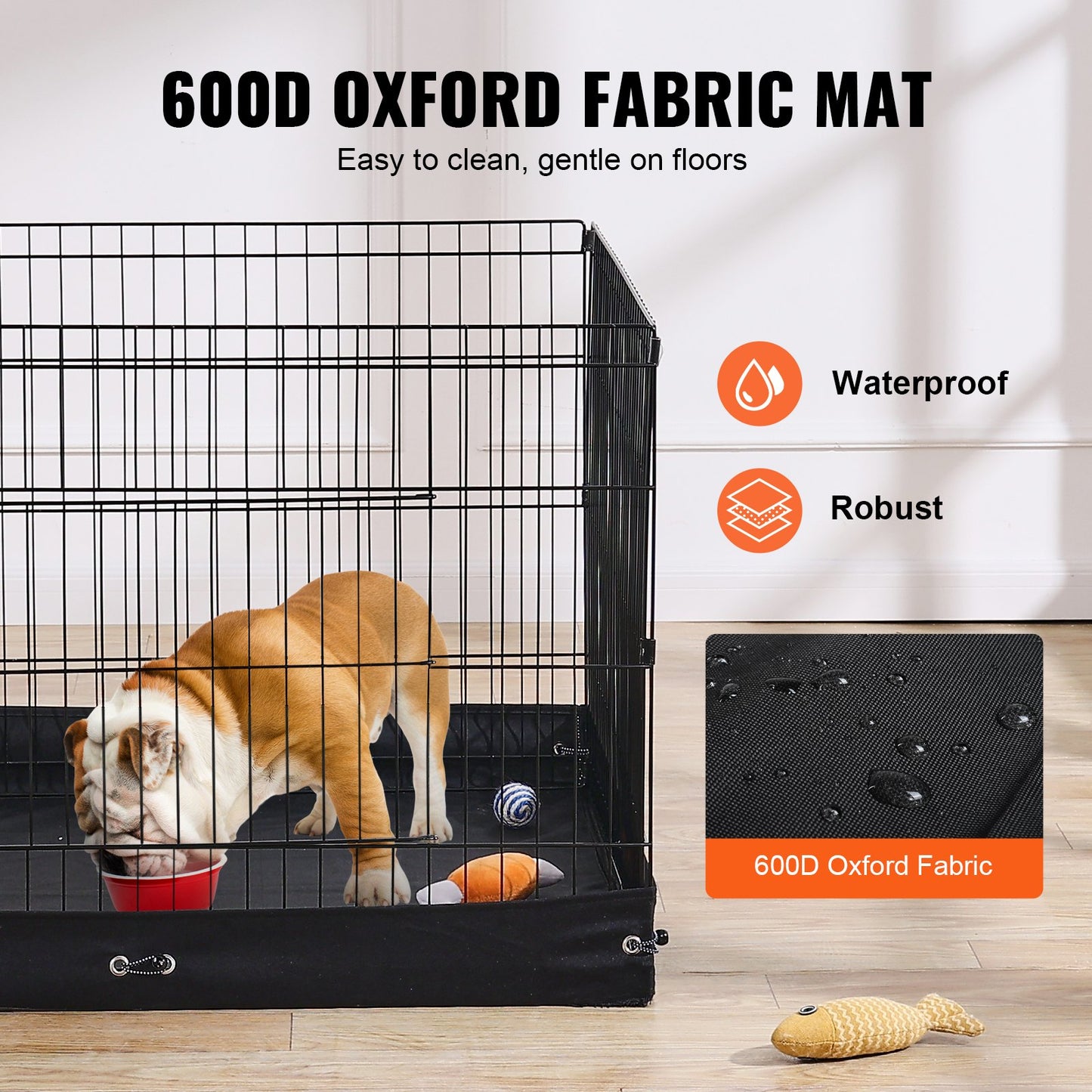 Foldable Metal Dog Playpen 36 Inch with Bottom Pad - Black Pet Guardrails