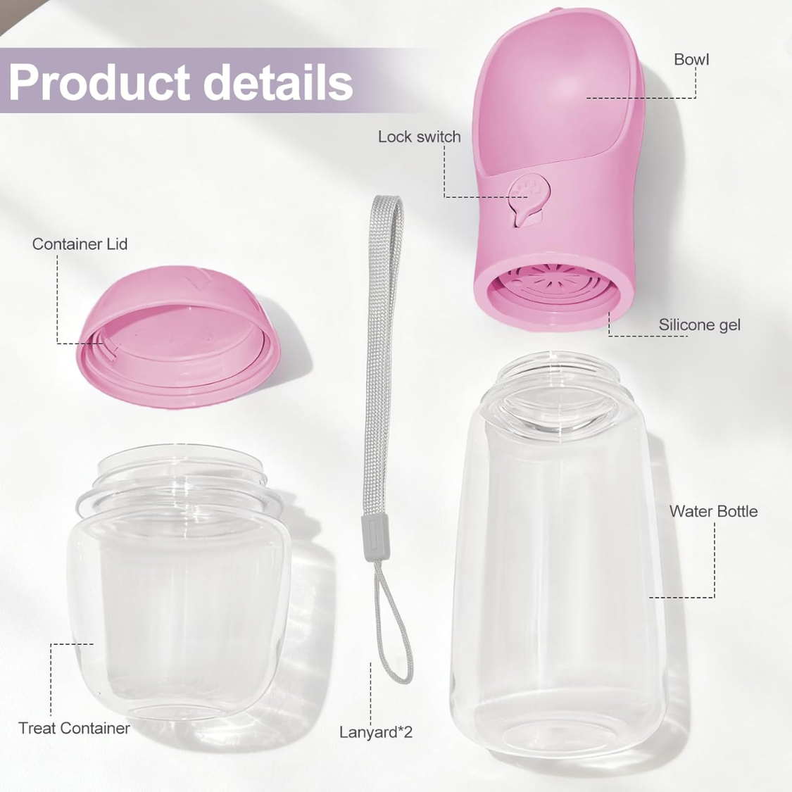Portable Dog Water Bottle with Food Container - 12oz Leak-Proof Pet Dispenser for Travel and Outdoors