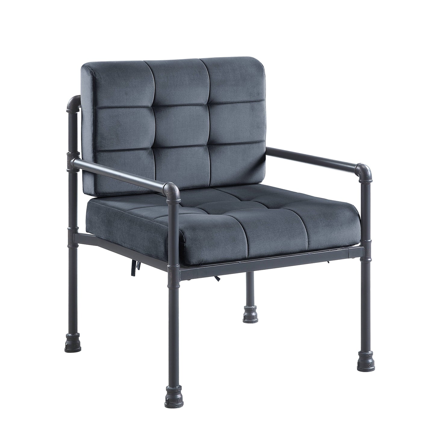 Brantley Gray Velvet Accent Chair with Sandy Gray Finish