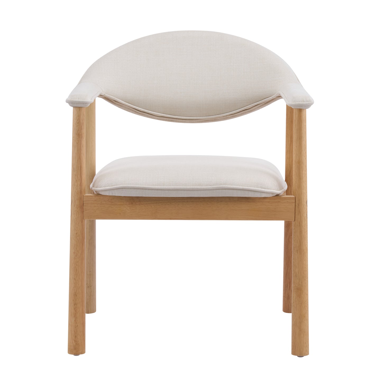 Beige Upholstered Dining Chairs with Curved Back - Set of 2