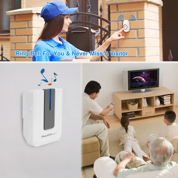 Wireless Doorbell with 1000FT Range, Waterproof IP44 Chime, 52 Melodies
