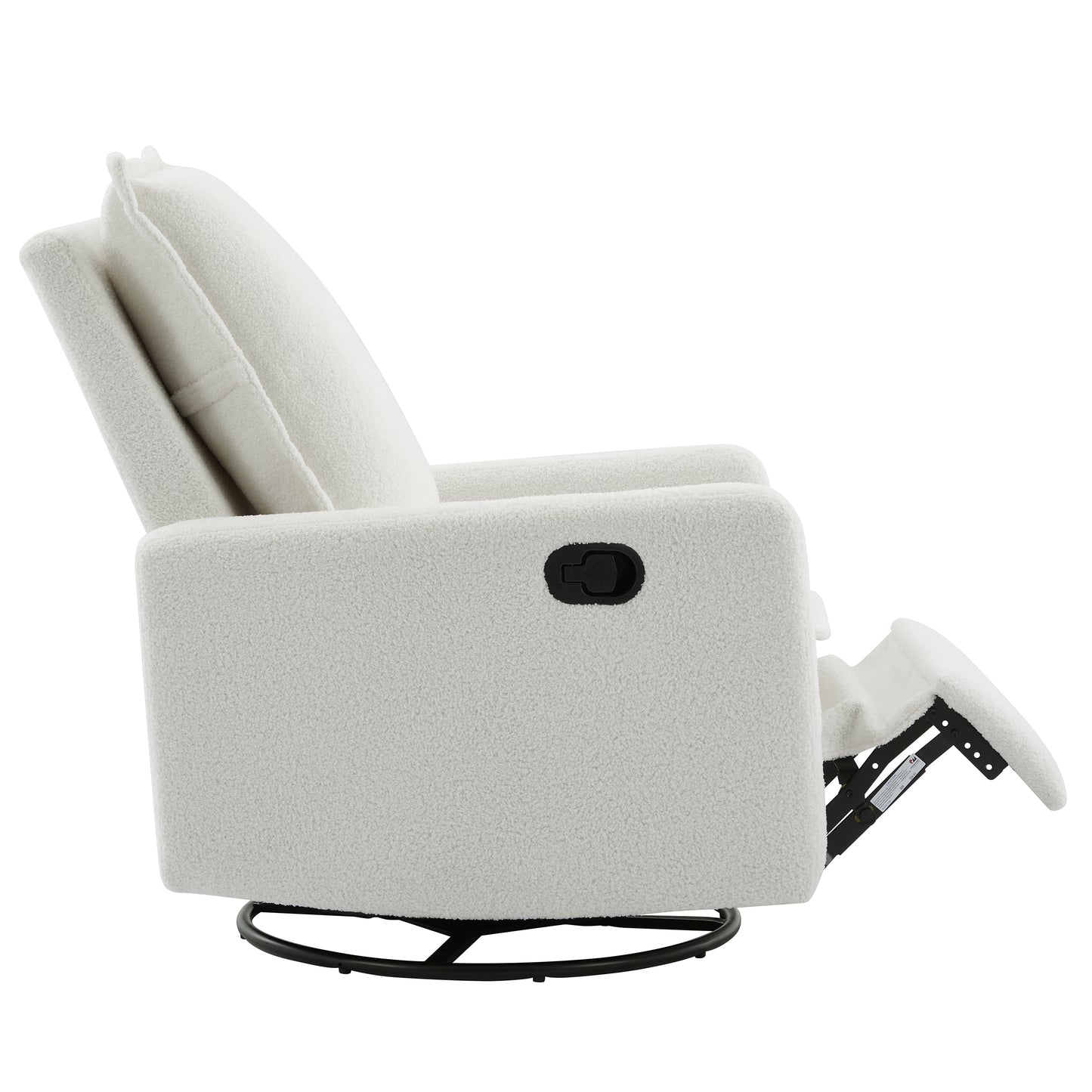 Swivel Rocker Recliner Chair - Teddy Fleece in White