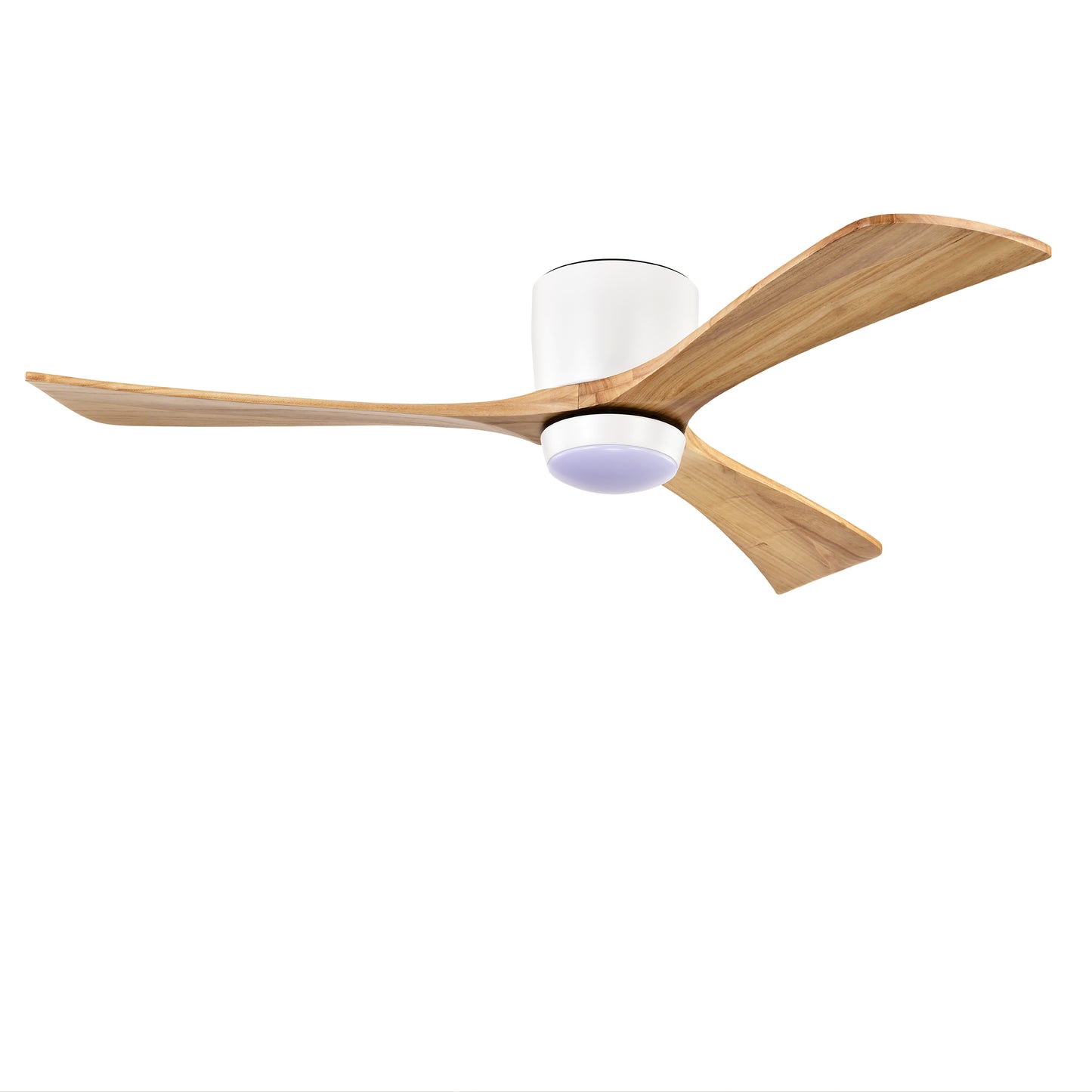52" Flush Mount Ceiling Fan with Lights & Remote Control - Matte White Natural