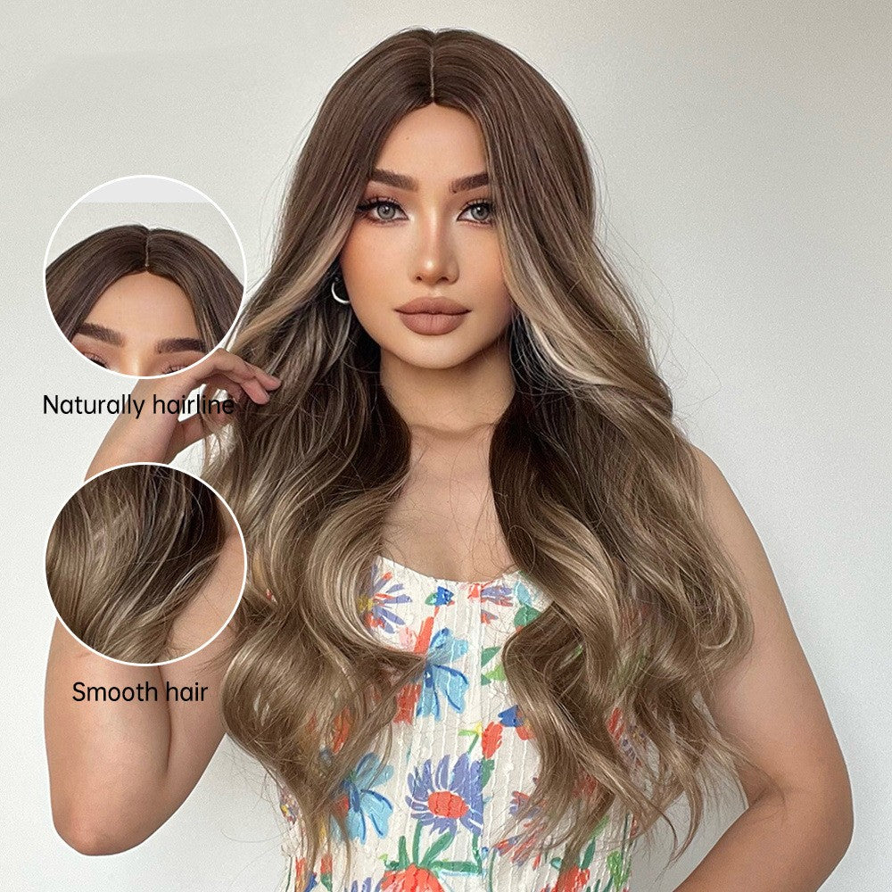 Medium Long Curly Synthetic Wig - Gradient Gray and Brown Hair