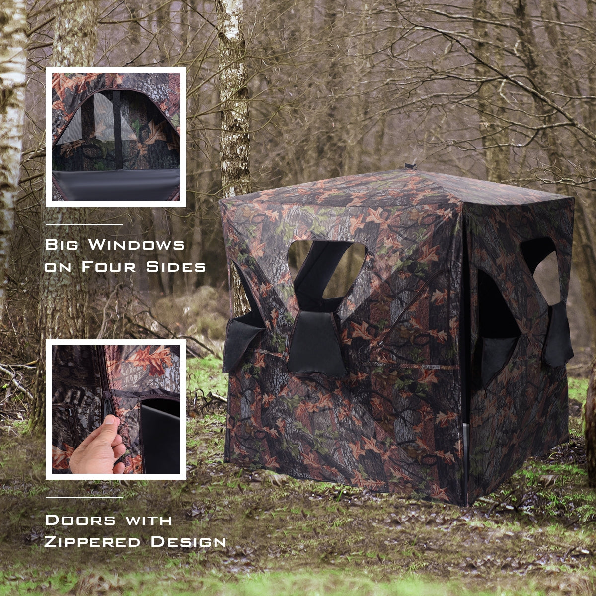 Portable Camo Hunting Blind with 360° Visibility - 2-3 Person
