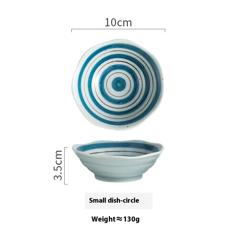 Ceramic Condiment Dish Set - Retro Style Hot Pot Vinegar Sauce Plate