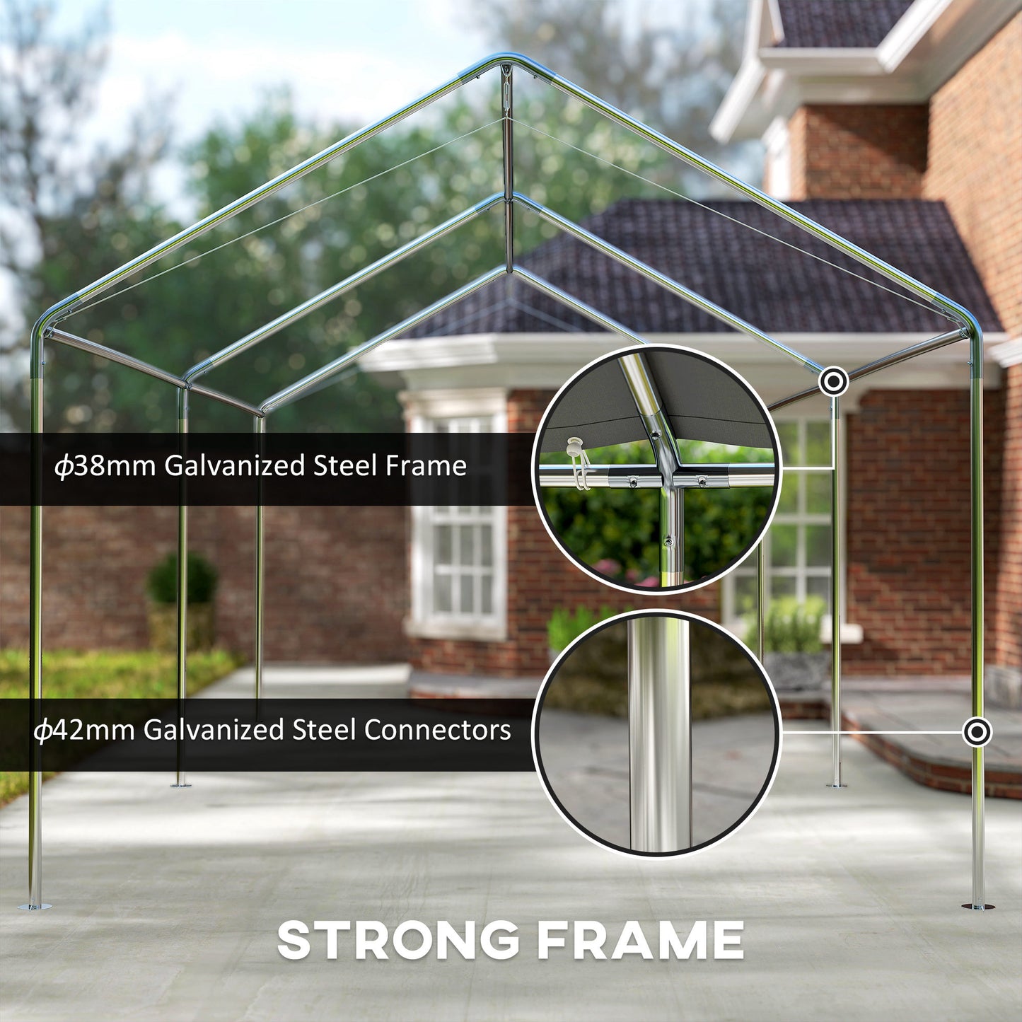 Heavy Duty Carport Canopy 9.6' x 19.5' with Anchor Kit and Cables